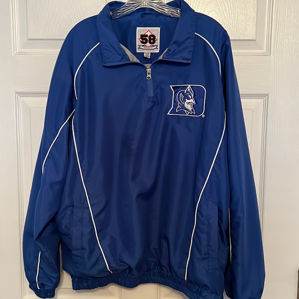 BLUE DUKE JACKET by 58 SPORTS SIZE XL GRAY FLANNEL LINING LONG SLEEVES W/POCKETS